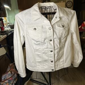 Christopher & Banks Women's White Denim Jacket P/L